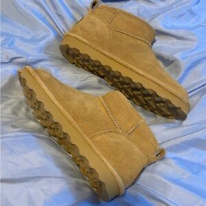 BearPaw Tan Suede Ankle Booties